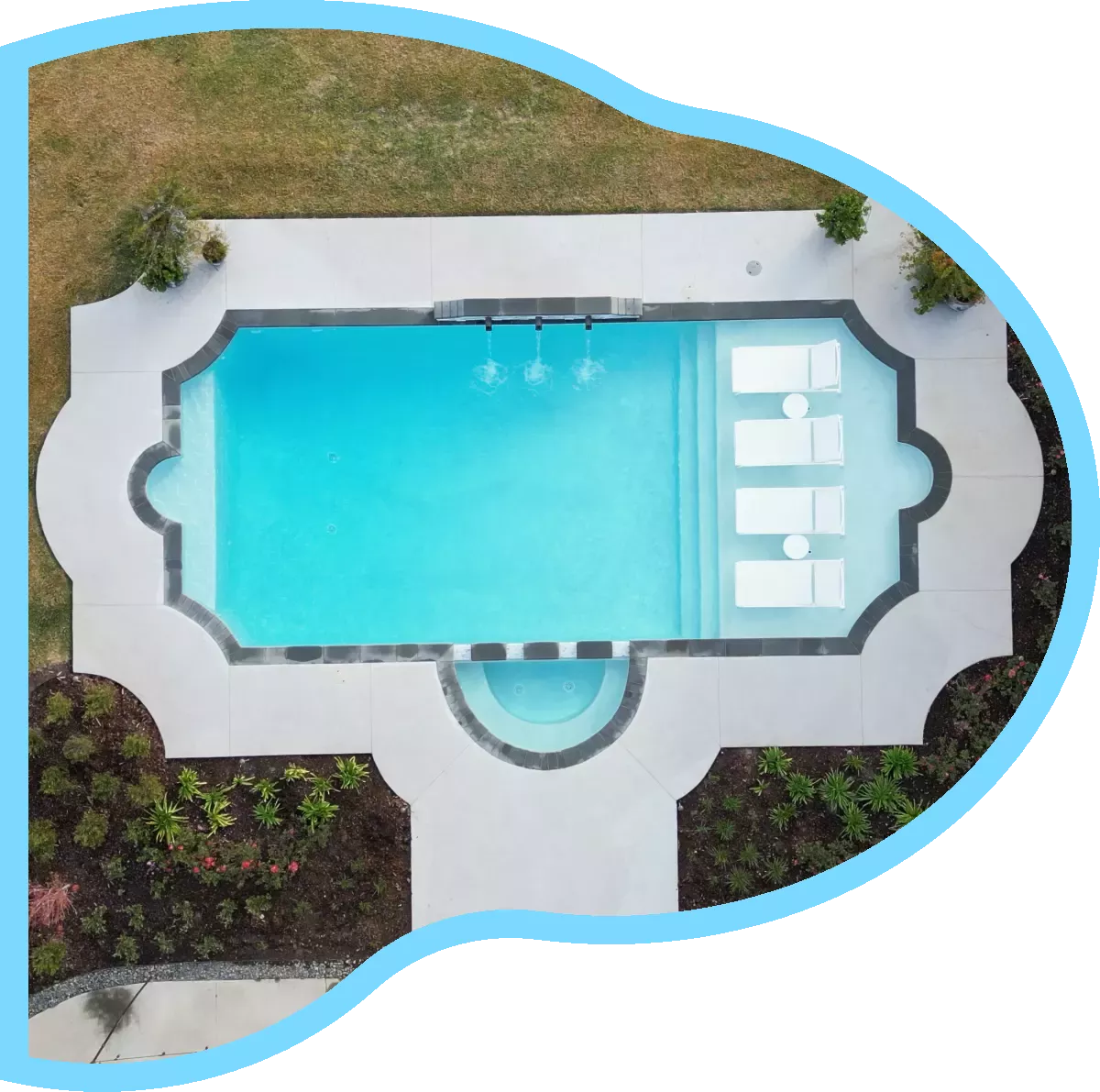 Top down photo of a gunite pool.